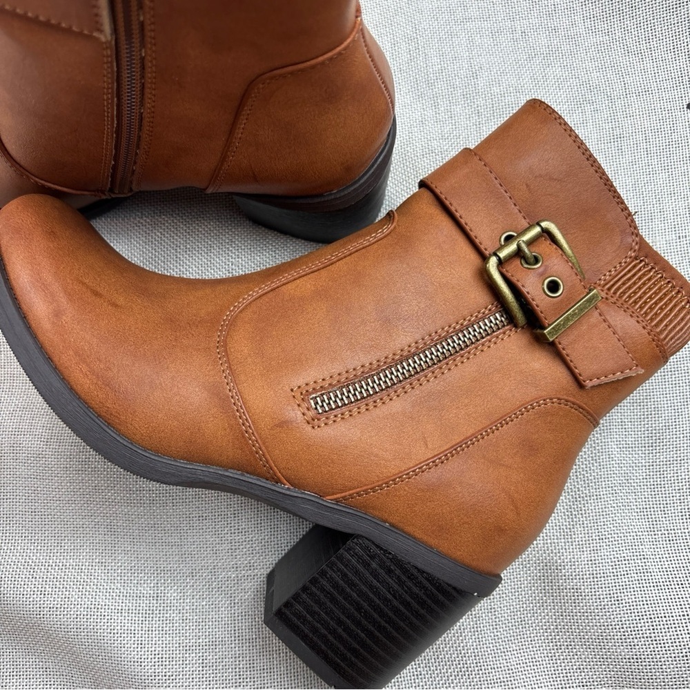 White Mountain Women's Brown Dark Tan Dessert Zipper Booties Shoe Size 6